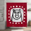 Red Shower Curtain with Polka Dots Dog Design Waterproof and Washable for Bathrooms Decoration