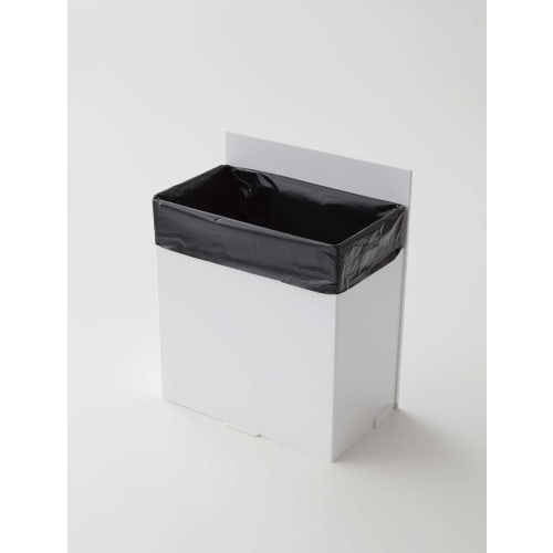 Yamazaki Wall-Mounted Toilet Pot & Storage Case, White, Approximately 8.7" W X 5.5" D X 9.2" H, Tower-Style Flap-Style Storage Box for Small Items, In