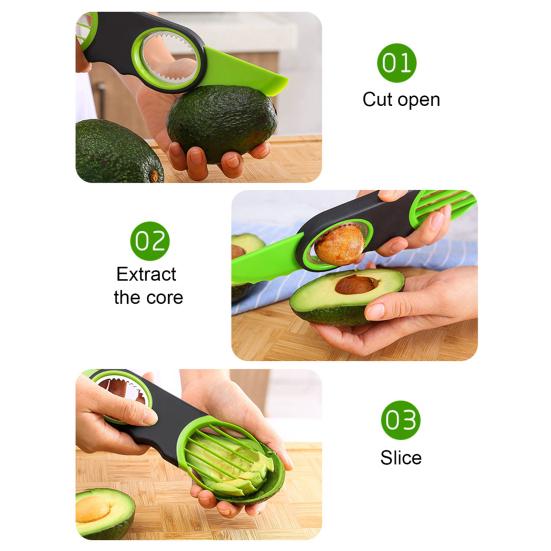Avocado Kiwi Slicer with Corer Stainless Steel Fruit Cutter for Guacamole Salad Effortless Pitting Slicing Dishwasher Safe Essential Kitchen Tool
