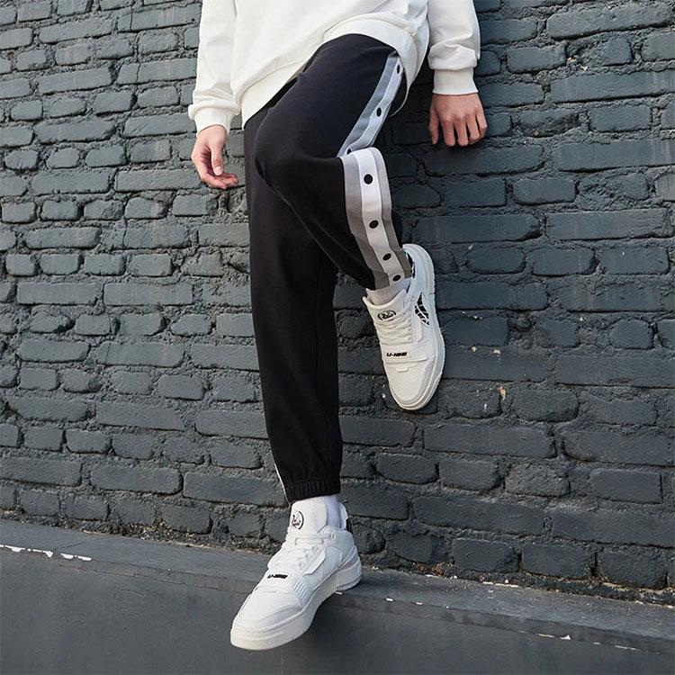 Li-Ning Color Block Button Knit Sports Pants Men Bottoms Black AKLS481-2