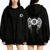 Pentagram Printed Zipper Hoodie Autumn Winter Women Casual Vintage Oversize Fashion Long Sleeve Fleece Sweatshirts