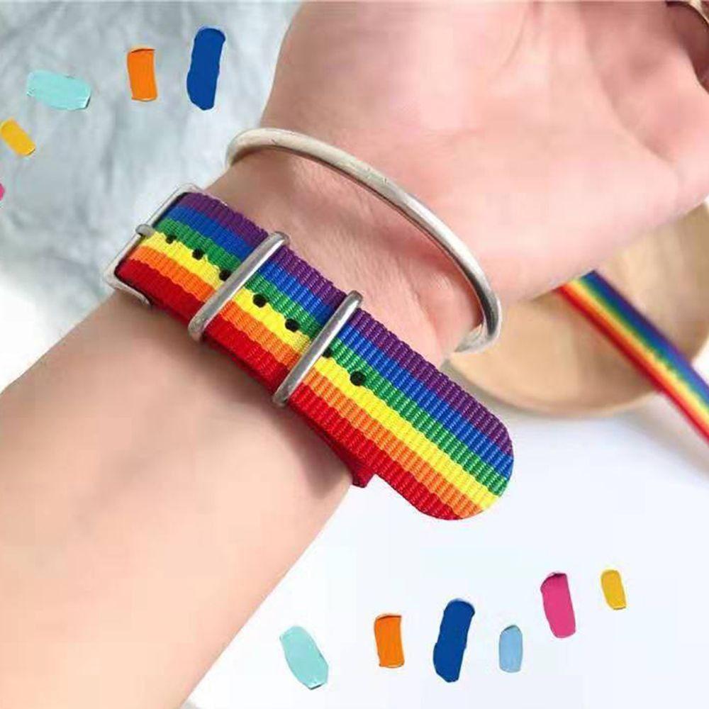 

Striped Rainbow Bracelet Canvas Rainbow Wrist Band Gifts Rainbow Hand Rope Jewelry