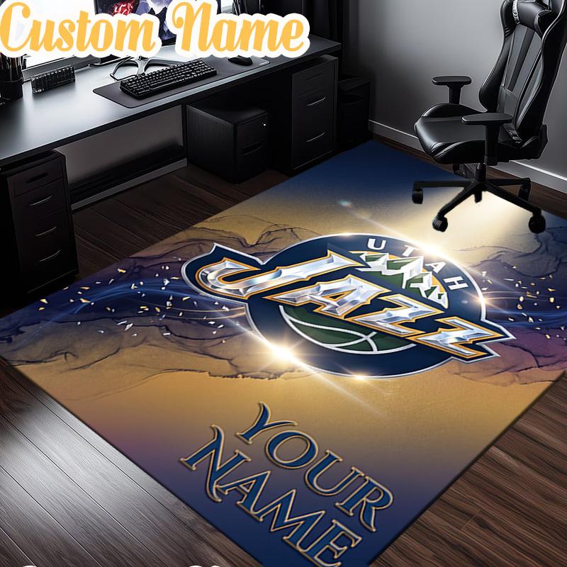 Custom Name Jazz Basketball Team Rug, Office Rug, Chair Rug, Carpet for Living Rooms, Doormat Game Rug Home Decor Christmas Gifts