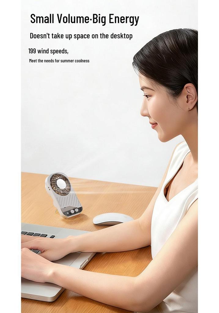 USB Rechargeable Portable Mini Desktop Fan with Digital Display and High-Speed Semiconductor Cooling