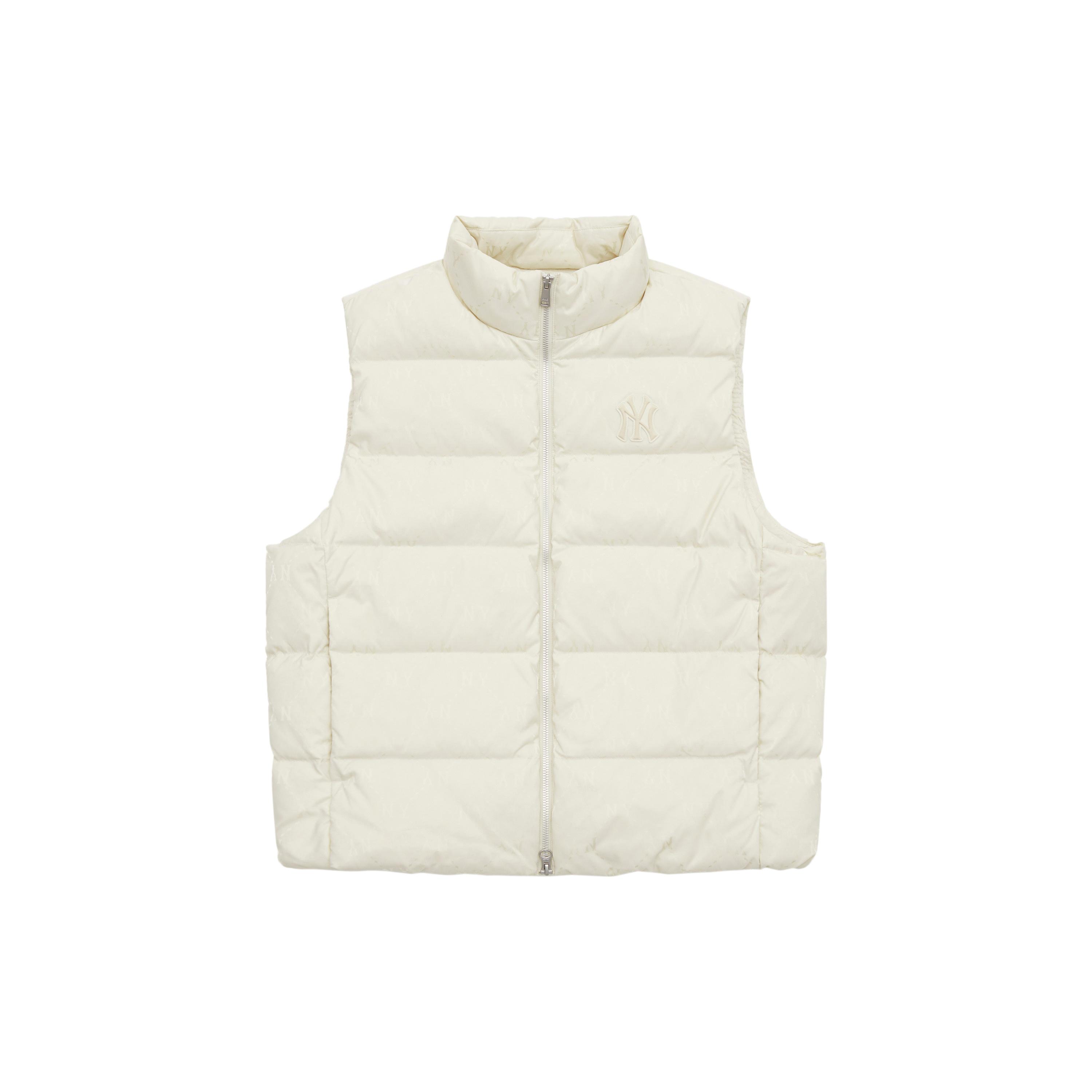 

New MLB MONOGRAM Collection New York Yankees 24FW Down Vests Unisex Ivory White 3ADVM0246-50CRD XXL