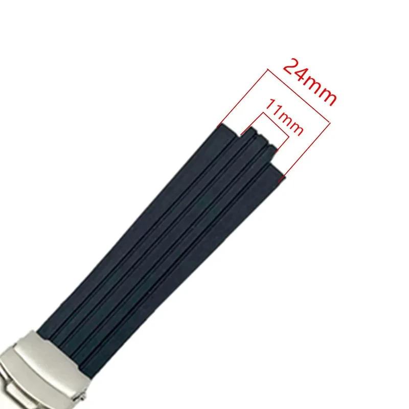 Silicone Rubber Watchband For Oris Aquis 7330 7740 Striped Watch Band Convex Strap Wristband Black Blue 22x12mm 24x11mm 24x12mm