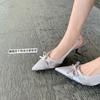Legs Long High Heels Sandals Stiletto Bow Pointed Back Empty Single Shoes Women's Summer