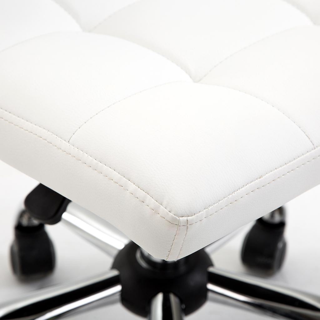 Office Chair Swivel Chair Artificial Leather Steel Structure 5 Wheels Padded White