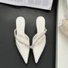 Summer Women's Fashion Crystal Mules Slippers Elegant Cover Toe Dress Slides Ladies Dancing Party High Heel Shoes
