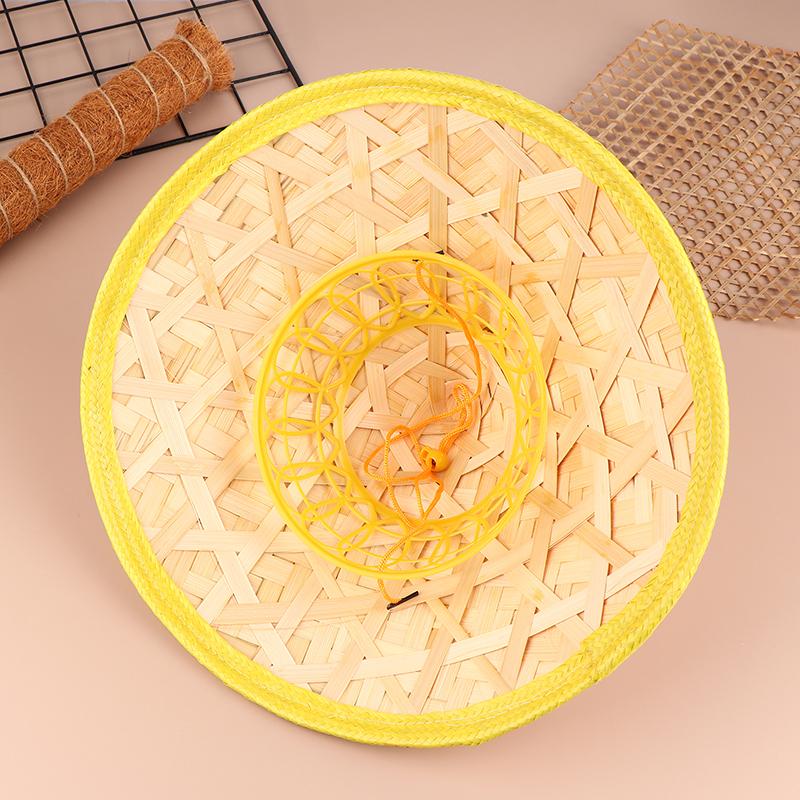 1PC Chinese Retro Bamboo Rattan Fisherman Hat Handmade Weave Straw Bucket Hat Tourism Rain Dance Props Cone Fishing Sunshade Hat