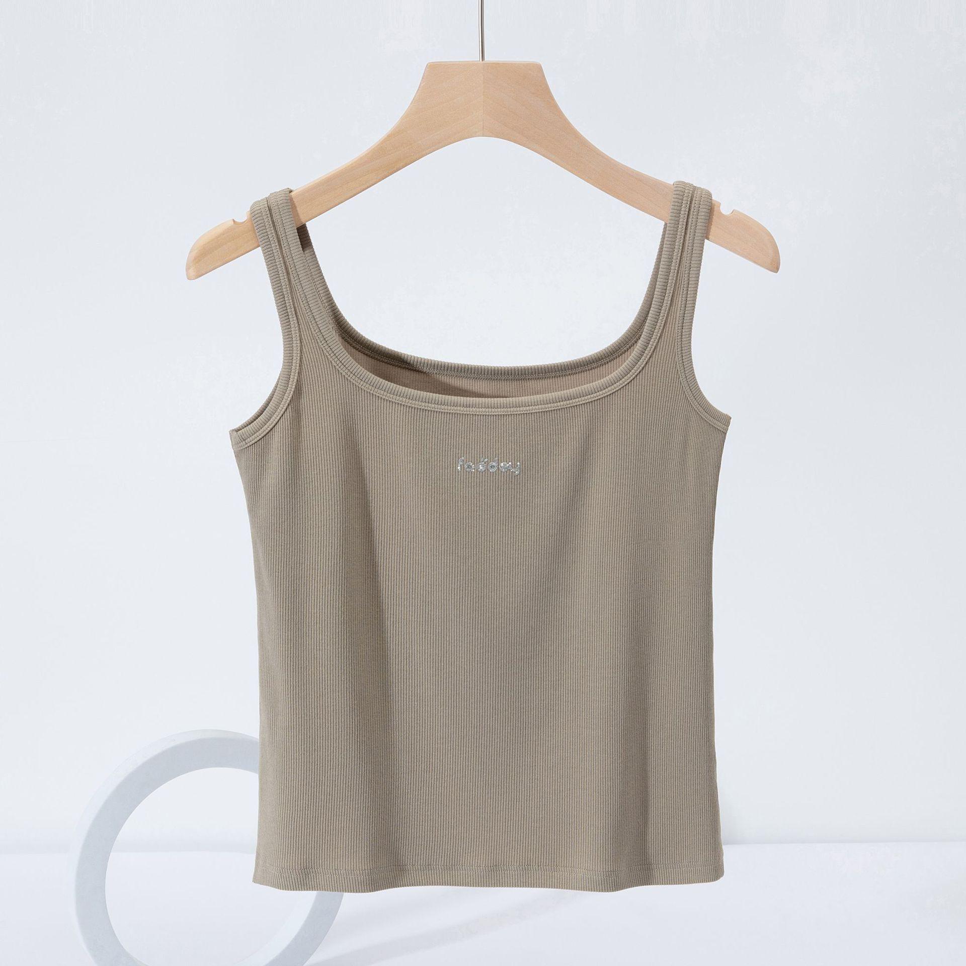 Korean Ribbed Camisole: Sleeveless Summer Lettered Slim Fit Top for Women One Size