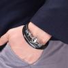 Bracciale in pelle multistrato nero con ancoraggio in acciaio inossidabile per uomo con chiusura magnetica con bottone vintage a treccia maschile gioielli BB1087