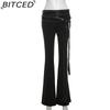 BITCED Summer Women's Solid-Color Slim-Fit High-Waisted Streetwear Casual Straight-Leg Slightly Flared Pants