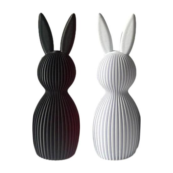 1/2Pcs Easter Bunny Figurine 3D Printed Ribbed Rabbit Statue Sculpture Home Office Holiday Party Table Centerpiece Decoration