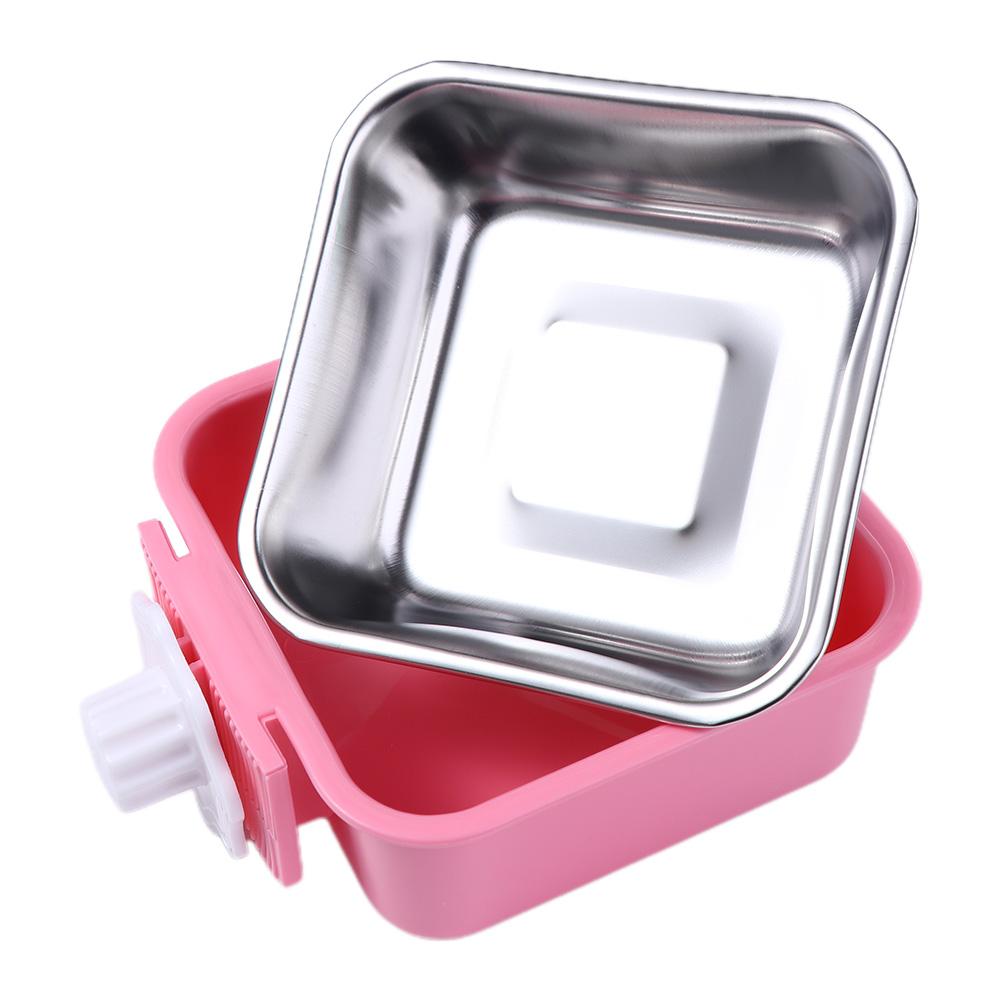 Puppy Detachable Anti-overturning Square Hanging Water Feeder Container Food Dish Dog Crate Bowl