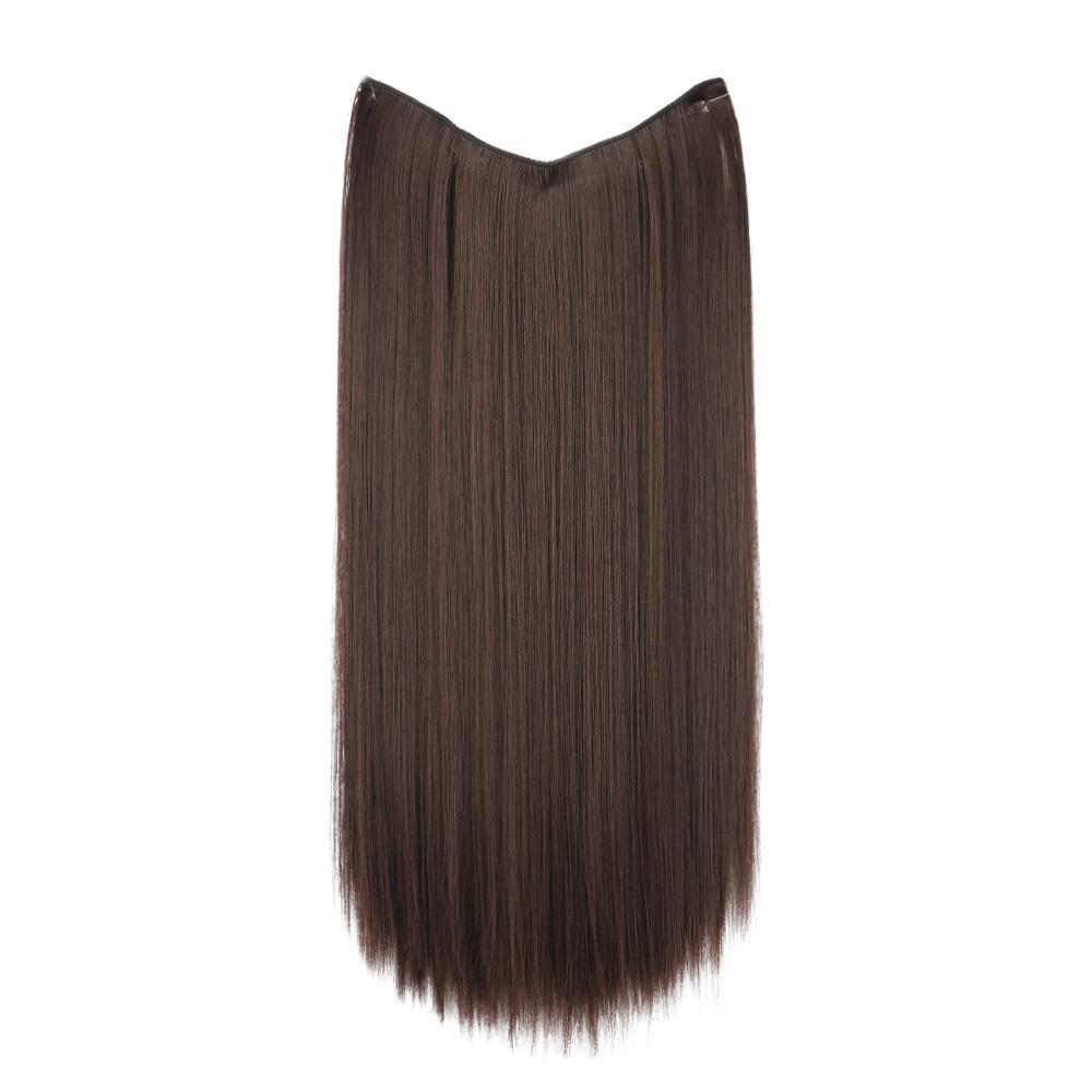 MISS WIG Women Long Straight Invisible Hair Extensions Synthetic Fiber Natural Hairpiece Fish Line Daily Wear Cosplay Hair