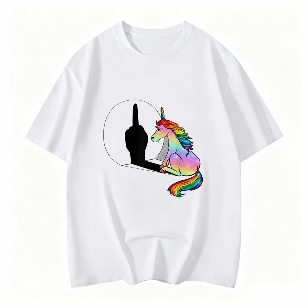 Unicorn Middle Finger Fxk T Shirt Unisex Unisexs Tshirt Streetwear Tshirts Anime Clothes Four Seasons
