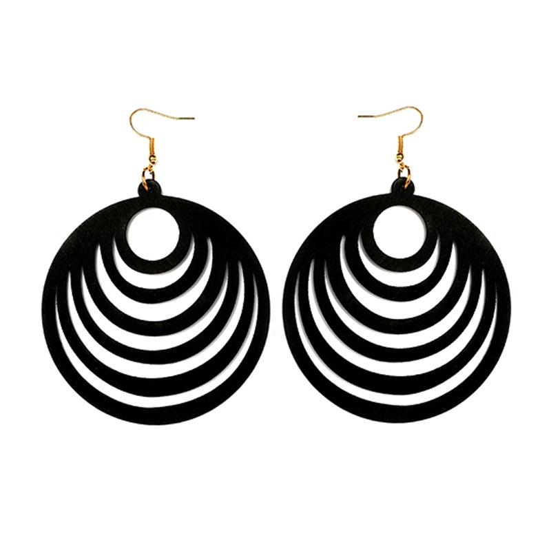 

Модные полые геометрические серьги из дерева для женщин чёрный