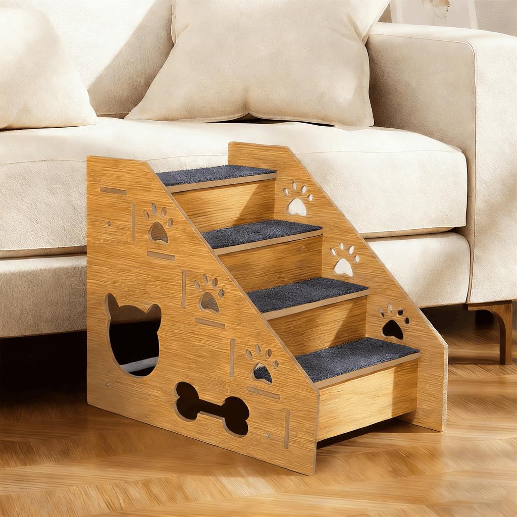 Wooden Cat Stairs Ladder Pet Climbing Ladder Pet Dog Bed Stairs Step-Style Pet Ramp Climbing Ladder Toy For Pet Supplies Cat