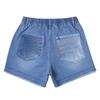 Pantaloncini di Jeans Casual da Donna con Coulisse in Vita Elastico Bordo Sfilacciato Usurato e Tasche per l'Uso Quotidiano