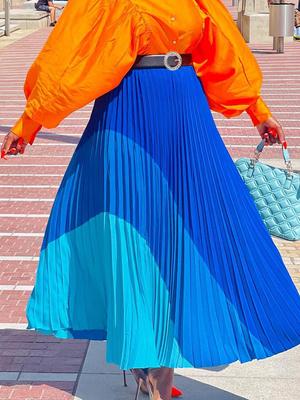 Autumn 2023 Plus-Size Elastic Pleated A-Line Skirt for Women