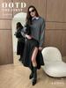 Crew neck pullover sweater, European & American 2025 autumn/winter slit solid color knit sweater, versatile warm casual sweater for women