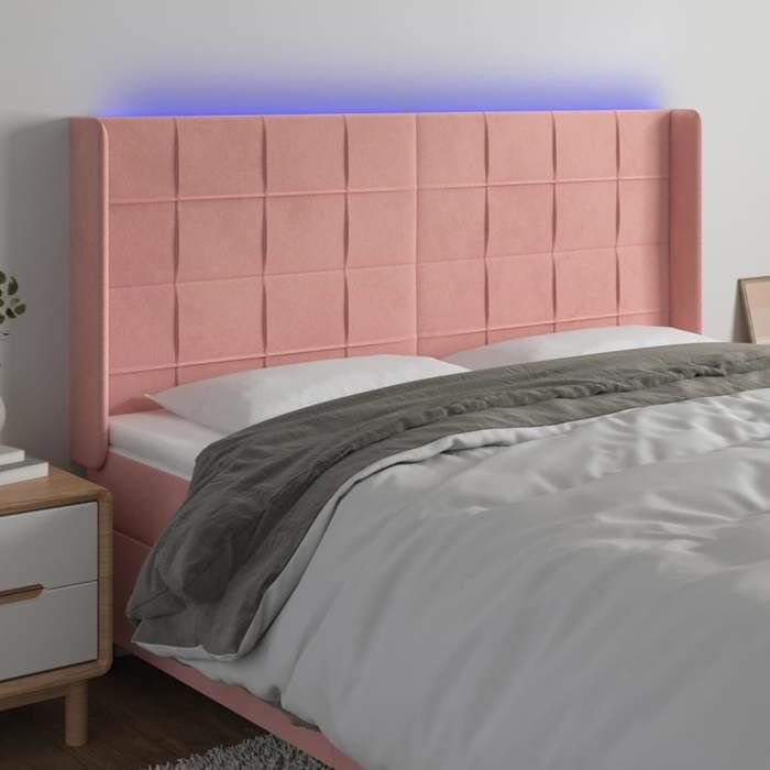 VidaXL Tête de Lit à LED Meuble de Chambre à Coucher Accessoire de Lit Double Tête de Cadre de Lit Intérieur Rose 3124119