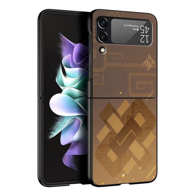 Schwarze Hüllen Hülle für Samsung Galaxy Zflip Z Flip 3 5g Z Flip 4 Zflip3 Flip4 Zflip4 Flip3 Genshin Impact Game Cover
