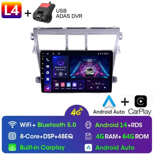 Android Auto Wireless CarPlay For Toyota Vios Yaris 2007 - 2012 Car Radio 2 Din BT Navigation GPS Multimedia Player Stereo