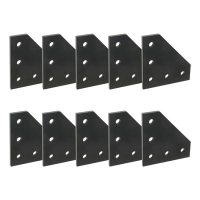 Imprimantă 3D 90 de grade 60 x 60 x 4 mm tip L cu plăci de îmbinare negre cu 5 găuri pentru profile din aluminiu cu fantă în V CNC 2020 Pachet de 10