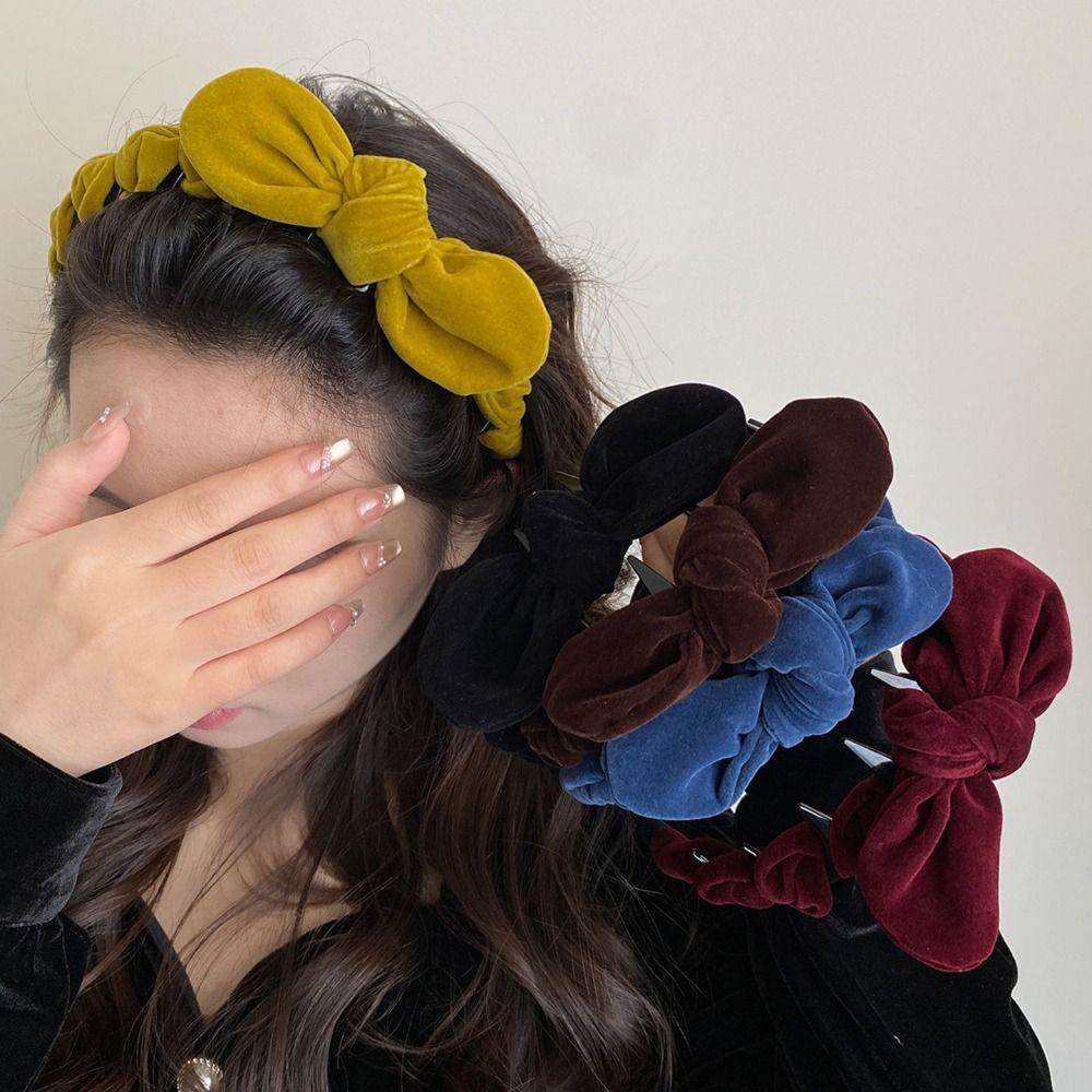 Velvet Hair Accessories Solid Color Hair Bands Autumn Fascinator  Women Girls