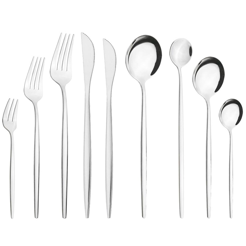 

9 шт./компл. золотой набор столовых приборов для 1 столовой посуды из нержавеющей стали, столовая посуда, нож, десертный торт, фруктовые вилки, ложка, домашние столовые приборы, набор столовых приборов серебряный