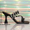 Fashion Eilyken Summer Square Clip Toe Women Slippers Elegant Pearl High Heels Shoes Fashion Party Slide Zapatos Mujer