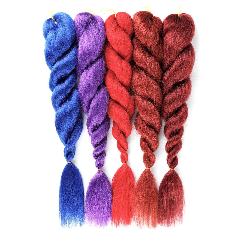 Buntes Ombre Jumbo Flecht Haar Niedrigtemperatur Flammhemmend Synthetisches Haar Großpackung Verwicklungsfrei Häkel Twist Zöpfe Haarverlängerungen