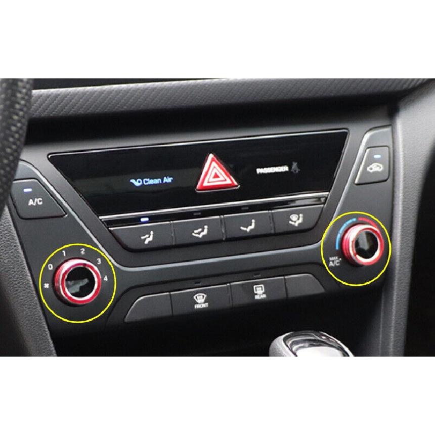For Hyundai Elantra 2017-2018 Red Aluminum Console Air Conditioning Knob Trim 2X