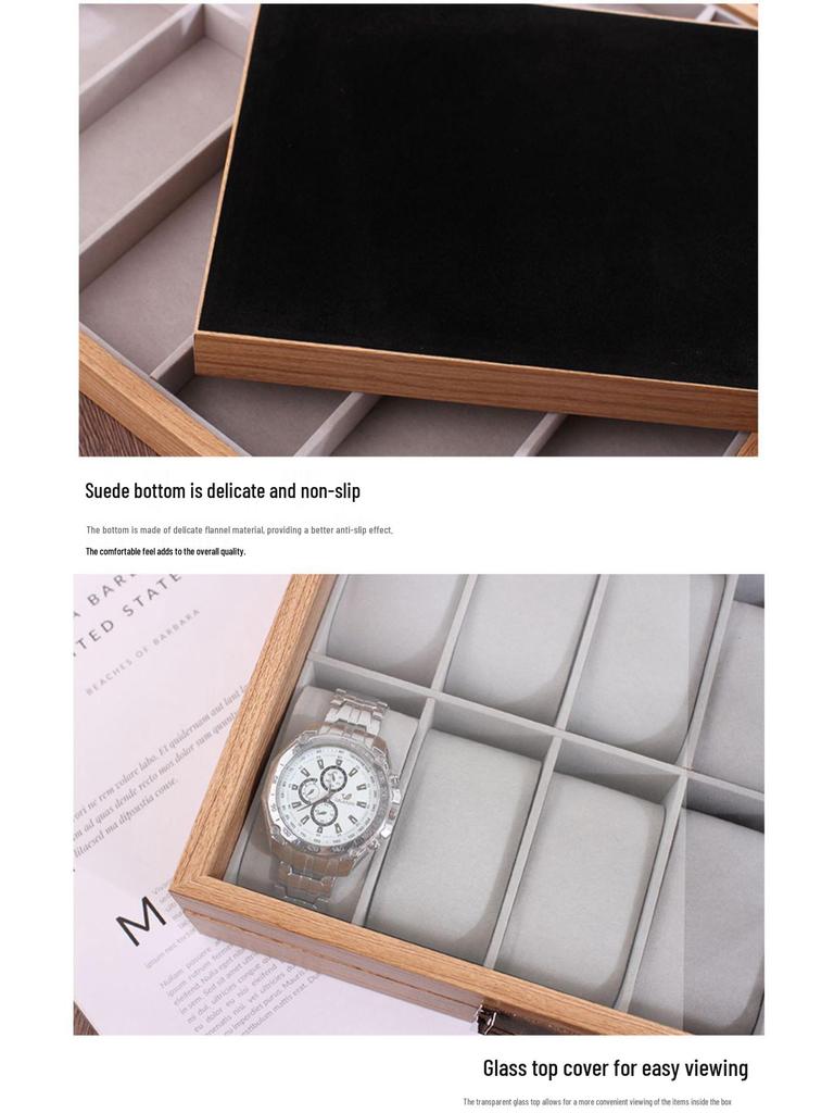 Cross-Border Bamboo Wood Watch and Jewelry Storage Box