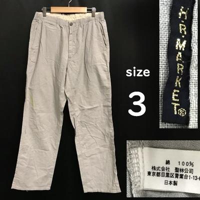 Made In Japan HOLLYWOOD RANCH MARKET H.R.MARKET Cotton Elastic Waist Easy Pants Light Gray Size 3 Men’s L Inseam 80cm(USED)