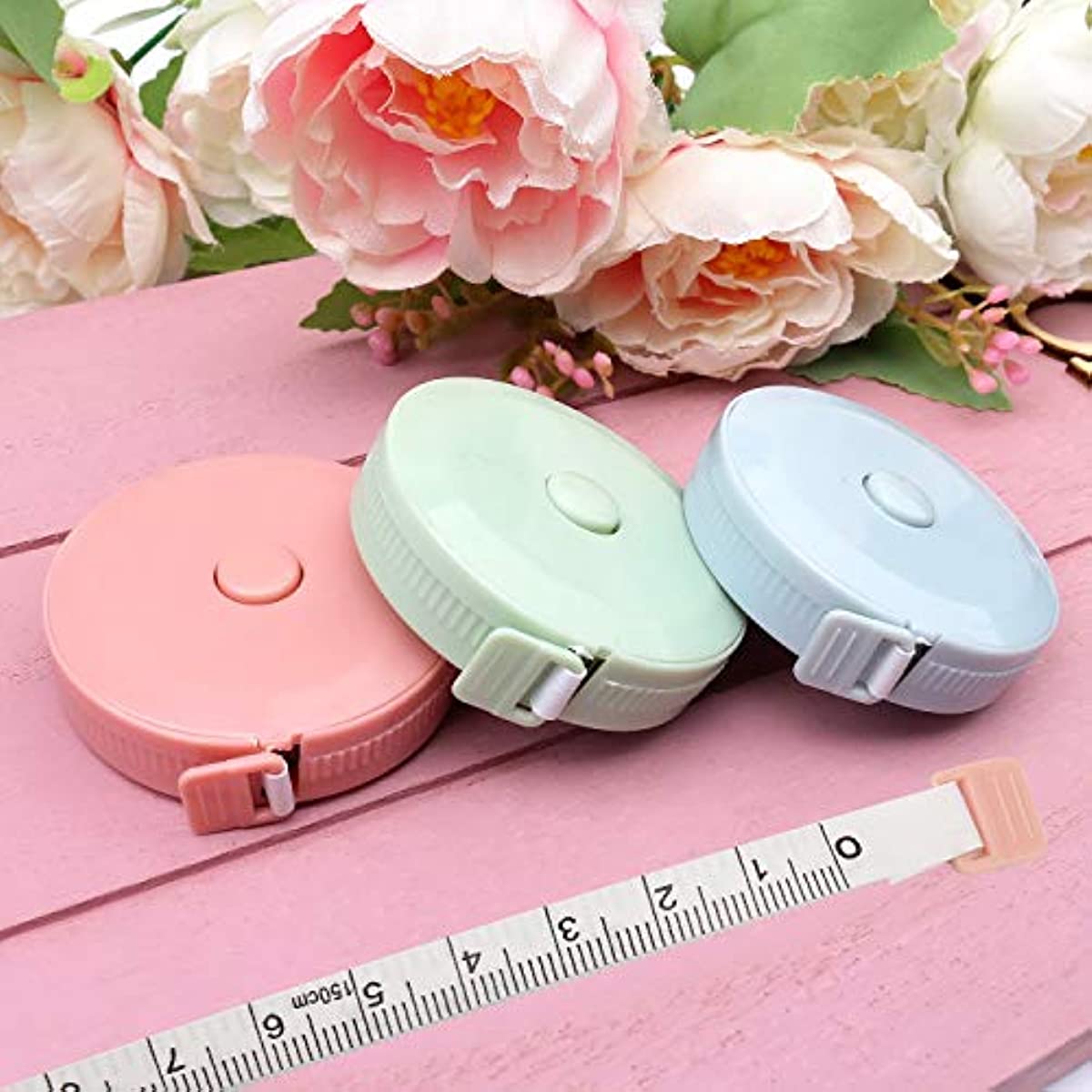 

jlon 1Pieces мягкая рулетка для тела, двойная шкала мягкой ленты круглая рулетка 150 см 60 дюймов для одежды (Зеленый + синий + розовый)