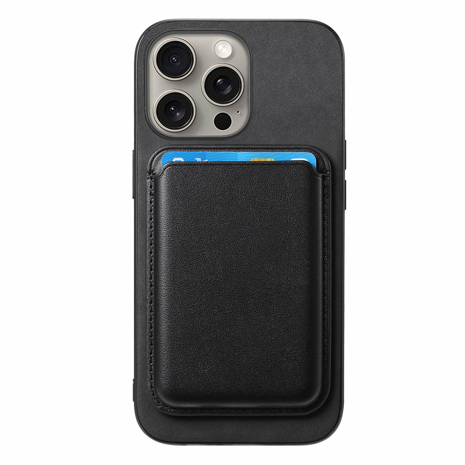 

B2 For iPhone 16 Pro Case Detachable Magnetic Card Bag Leather+TPU Phone Cover Black