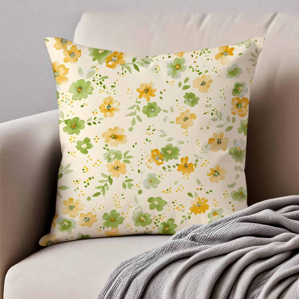 Aesthetic Small Daisy Print Cushion Cover Pillowcase Antidustmite Invisible Zipper Short Plush Sofa Cushion