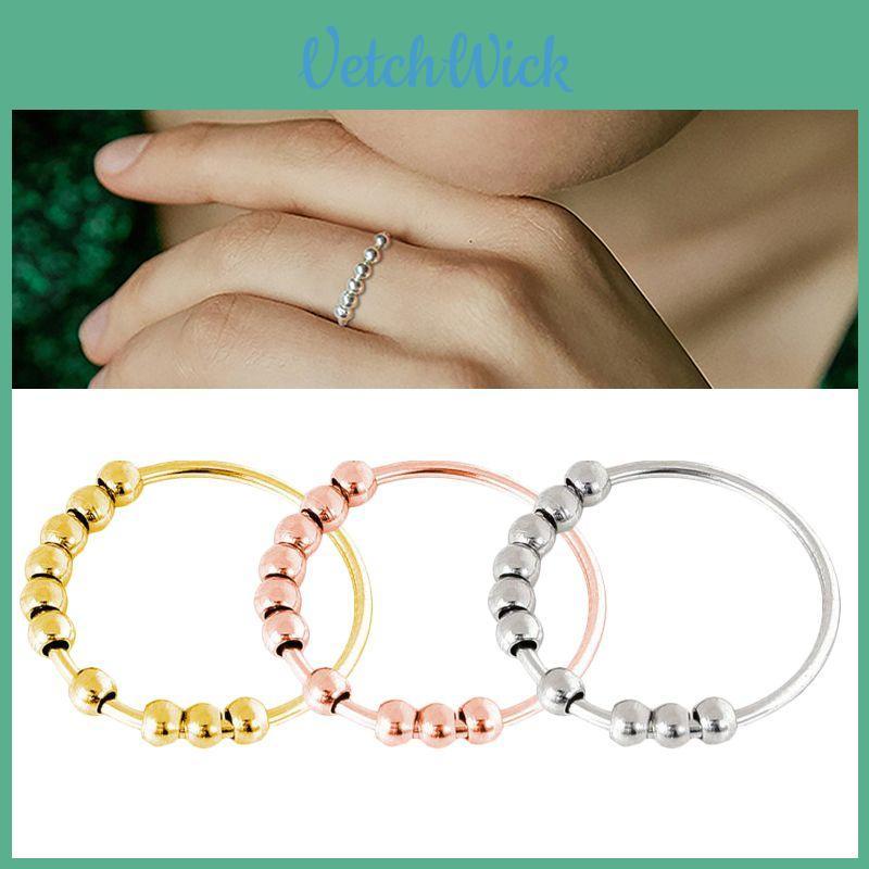 Sterling Silver Rotatable Beaded Finger Ring- The Ultimate Anti-stress Ring For Women