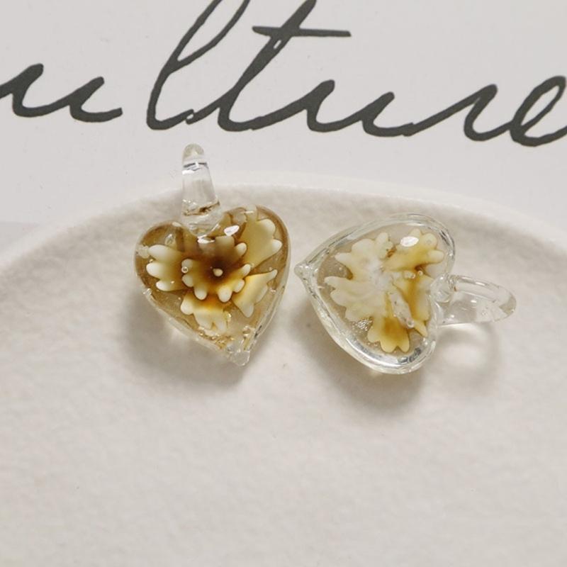 Glass Heart Charm 25x20mm Small Love Heart Shape Pendants for Women DIY Love Jewelry Necklaces Making Findings 6-Color