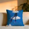 Travel Fantasy Heavenly Palace Theme Poster Cushion Cover Cozy Velvet Throw PillowSoft Warm Cushion For Sofa  Bed