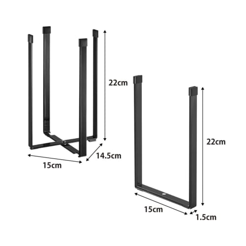 Yamazaki Plastic Bag Eco Holder, Large, Black, Approx. W15 x D14.5 x H22cm, Tower Desktop Trash Can with Triangular Corner and Drainer, Slim Foldable,