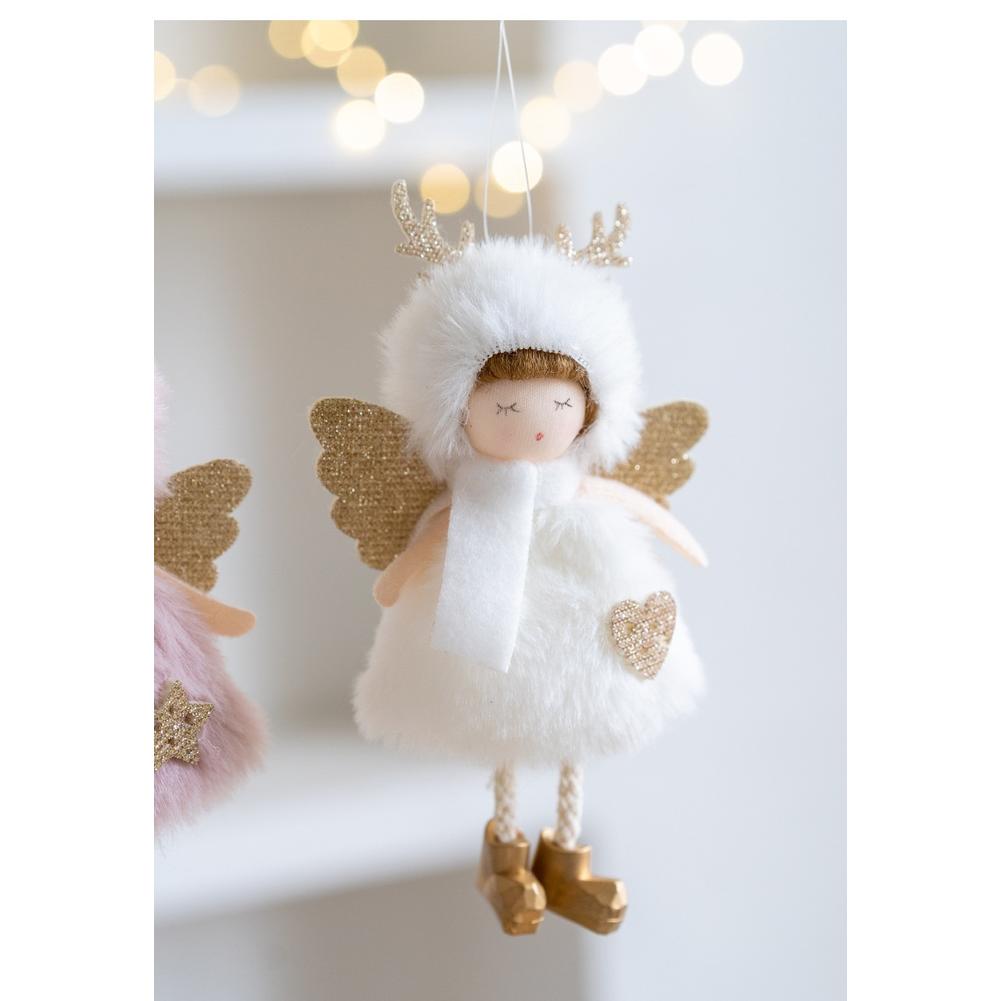 Christmas Seasonal Pendant with Angel Girl Wings Headband and Deer Antler Hair Clip for Holiday Home Decoration