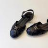 French Retro Hollowed-out One-word Sandals Women's 2025 New Fashion Versatile Skirt Camellia Roman Sandals