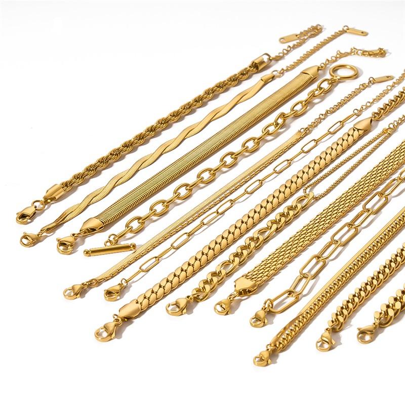 European And American Titanium Steel Bracelet Diy Bracelet 18k Gold Plated Non Fading Stainless Steel Chain Bracelet