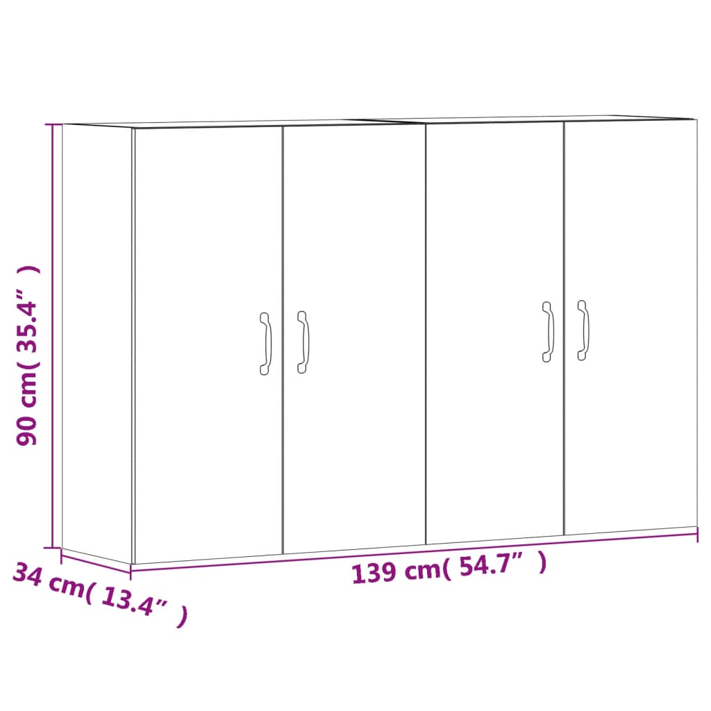 Wall Cabinets 2 pcs Concrete Grey Particleboard