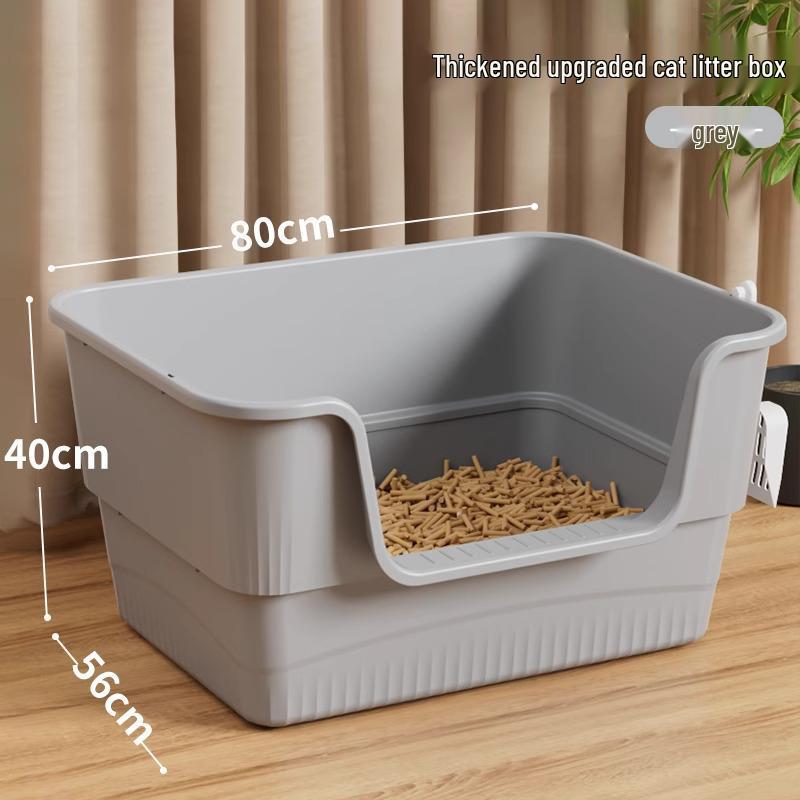 Extra-Large Splash-Proof Semi-Enclosed Cat Litter Box for Maine Coons