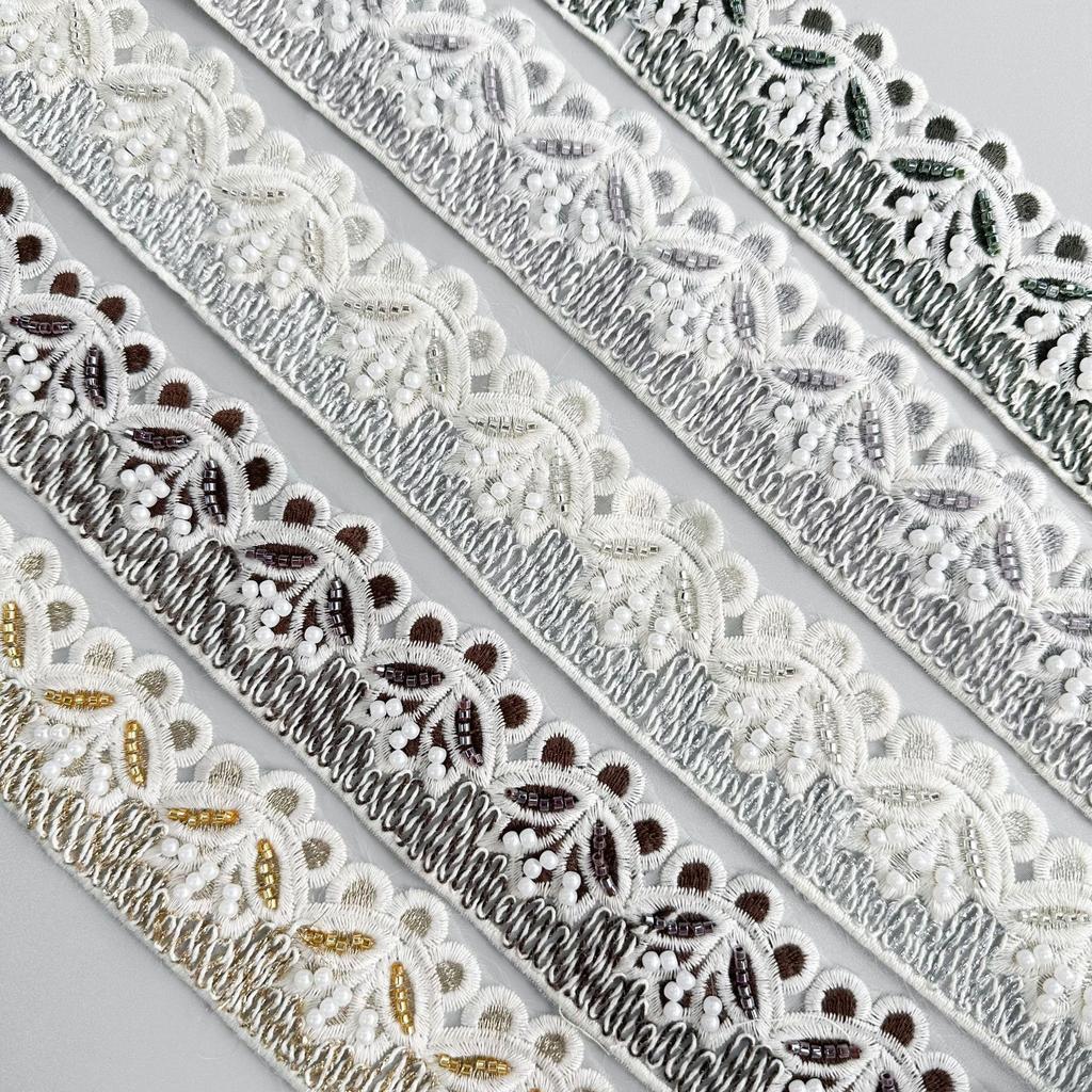 4.5Cm Organza Beads Embroidery Barcode Lace Exquisite Window Decoration Clothing Luggage Belt Decorative Lace Accessories